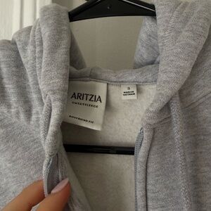 Aritzia Grey Boxy Zip Hoodie